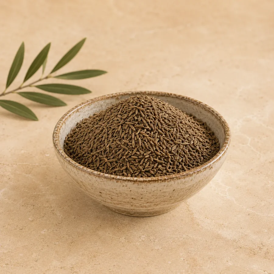 Premium Whole Cumin Seeds 250g in a handcrafted ceramic bowl